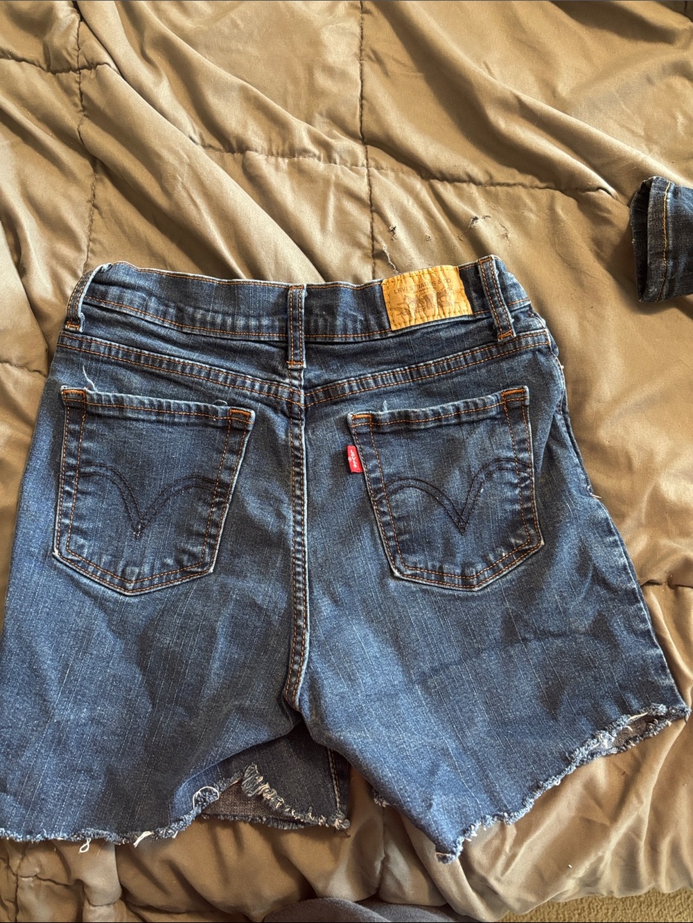 Levi's Blue Denim High-Waist Cutoff Shorts with Red Tab